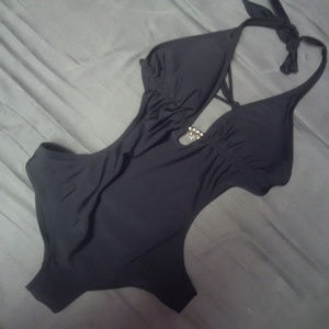 Black Punk Goth Skull Beaded Monokini
